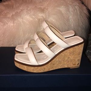 Jimmy choo white cork wedges